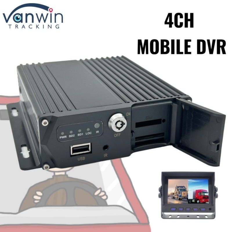Carte SD 4 canaux DVR mobile à double carte en veille double pour la surveillance du véhicule