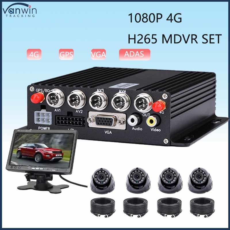 4CH MDVR ADAS avec GPS 4G Wi-fi HDD Voiture de surveillance du temps en option