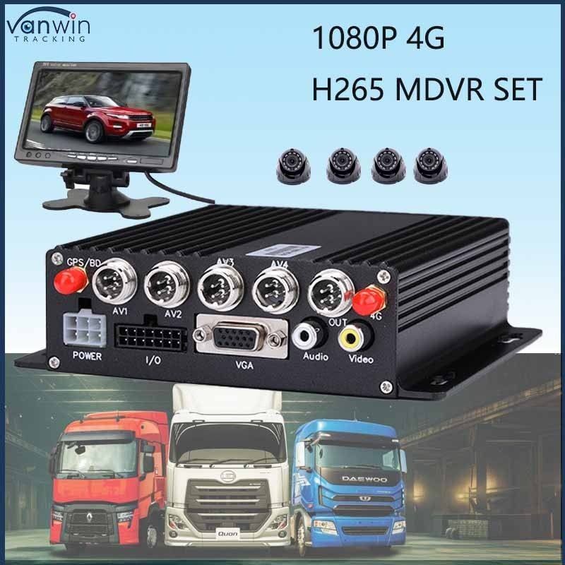HD 1080P AI BSD ADAS DMS Kit Buses camions 4G Wifi 4 canaux SD Systèmes de DVR mobiles Véhicule CAR Boîte noire