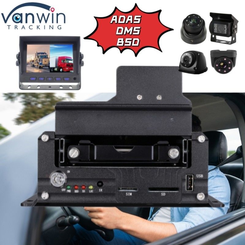 Support professionnel 4CH HDD DVR ADAS DMS fonction BSD 4G GPS Suiveur de véhicule