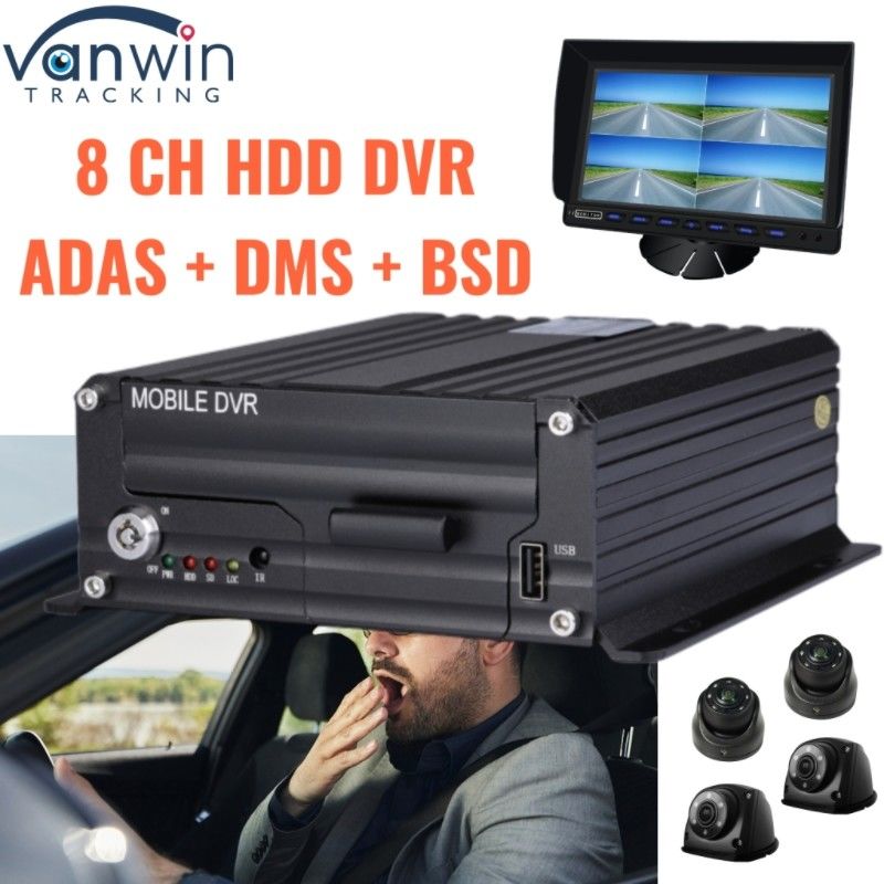 DVR HDD 8CH AI avancé avec ADAS DMS BSD 4G GPS pour la surveillance de la sécurité des véhicules