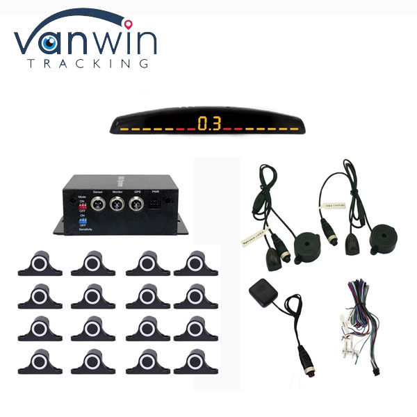 Aide à l'arrière de la voitureAuto Parktronic Capteur de stationnement LED avec 16 capteurs Retour de secours Moniteur de stationnement de voiture Système de détecteur de rétroéclairage
