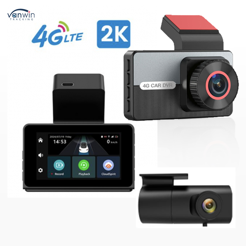 Carte SIM 2K 4G avancée à double objectif GPS Dash Caméra de vision nocturne WDR Fonctions d'enregistrement en boucle Compatible Smart VW voitures Android IPS