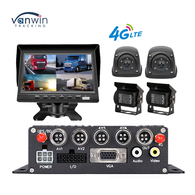 MDVR 4CH 1080P Professionnel pour Camions avec Moniteur 7" Caméra Étanche 4G/GPS & Aide à la Marche Arrière - Solution de Gestion de Flotte Tout-en-Un