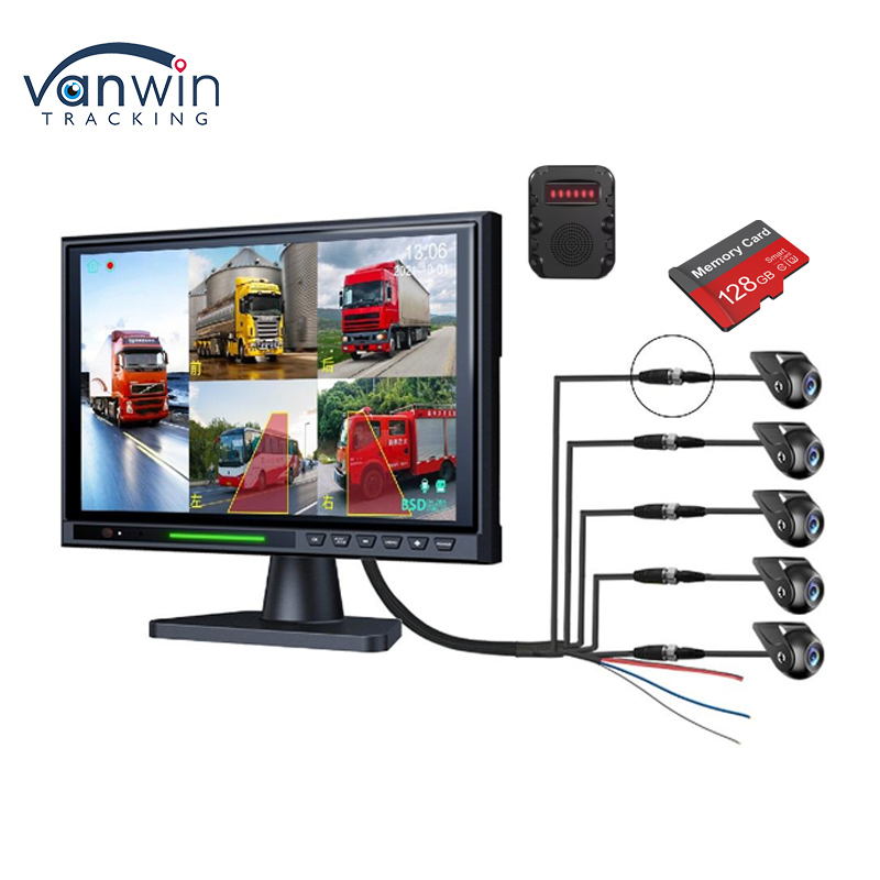 10Écran tactile IPS de 0,1 pouce 5CH Split DVR Moniteur de vue arrière, AHD 1080P BSD Kit de caméra de stationnement à l'envers