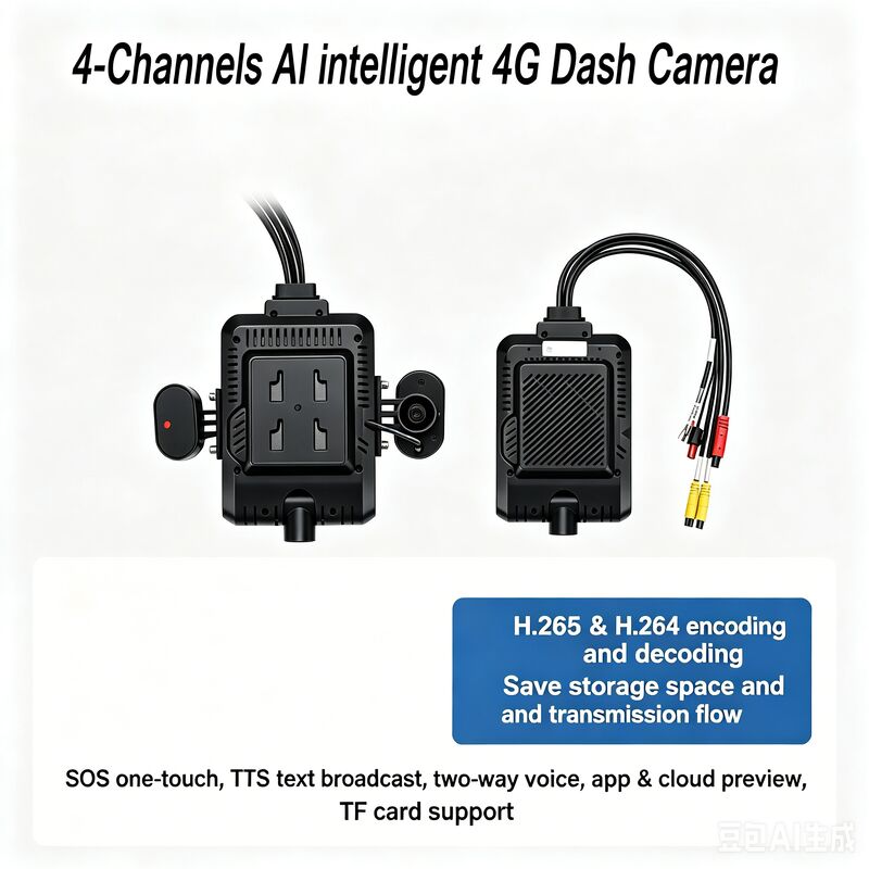 Kit de caméra de tableau de bord AI 24V 4CH, caméra de sécurité DVR avec DMS ADAS BSD, caméra latérale pour camion/Bus