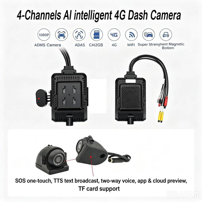 Caméra avant et arrière 4CH ADAS DMS Enregistreur vidéo automatique avec 4G GPS WIFI Caméra magnétique pour camion